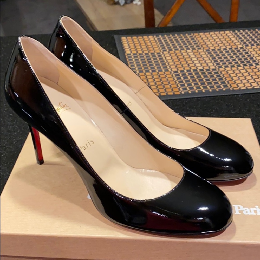 Christian Louboutin Black Fifi 80 Patent Pumps